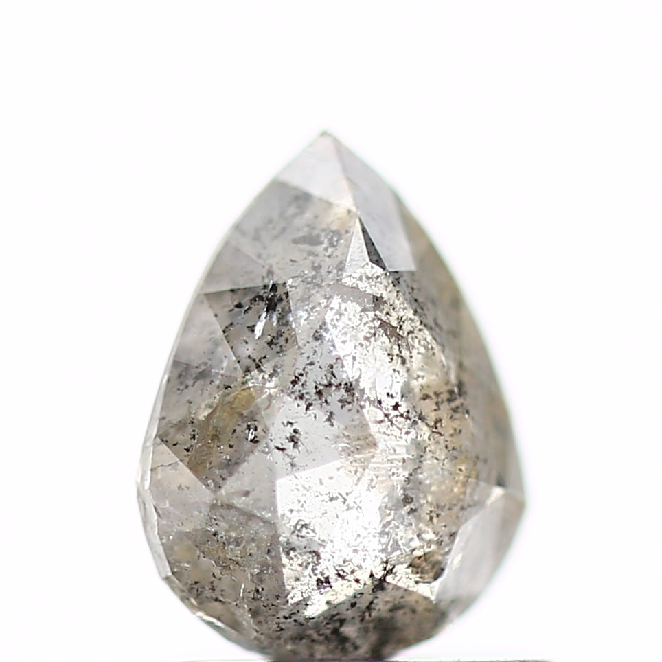 0.85 Carat Rose Cut Salt And Pepper Diamond Pear