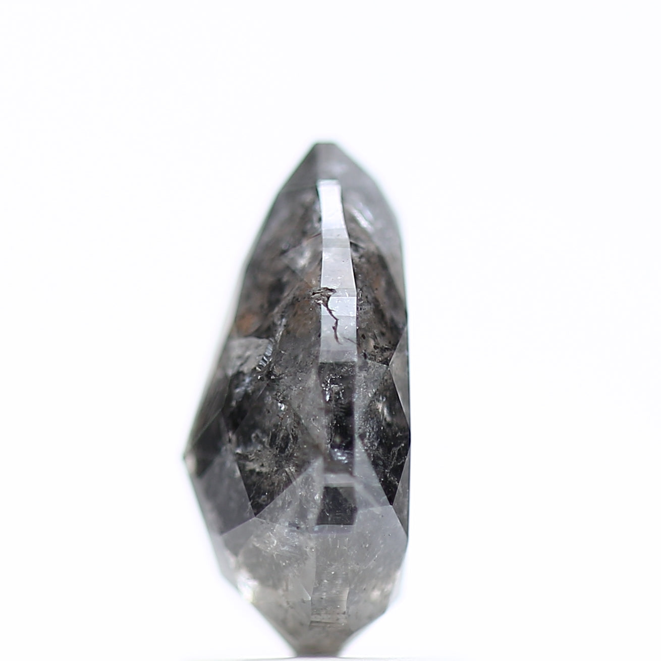 2.15 Carat Pear Shaped Salt and Pepper Diamond Natural Grey 9.70 MM
