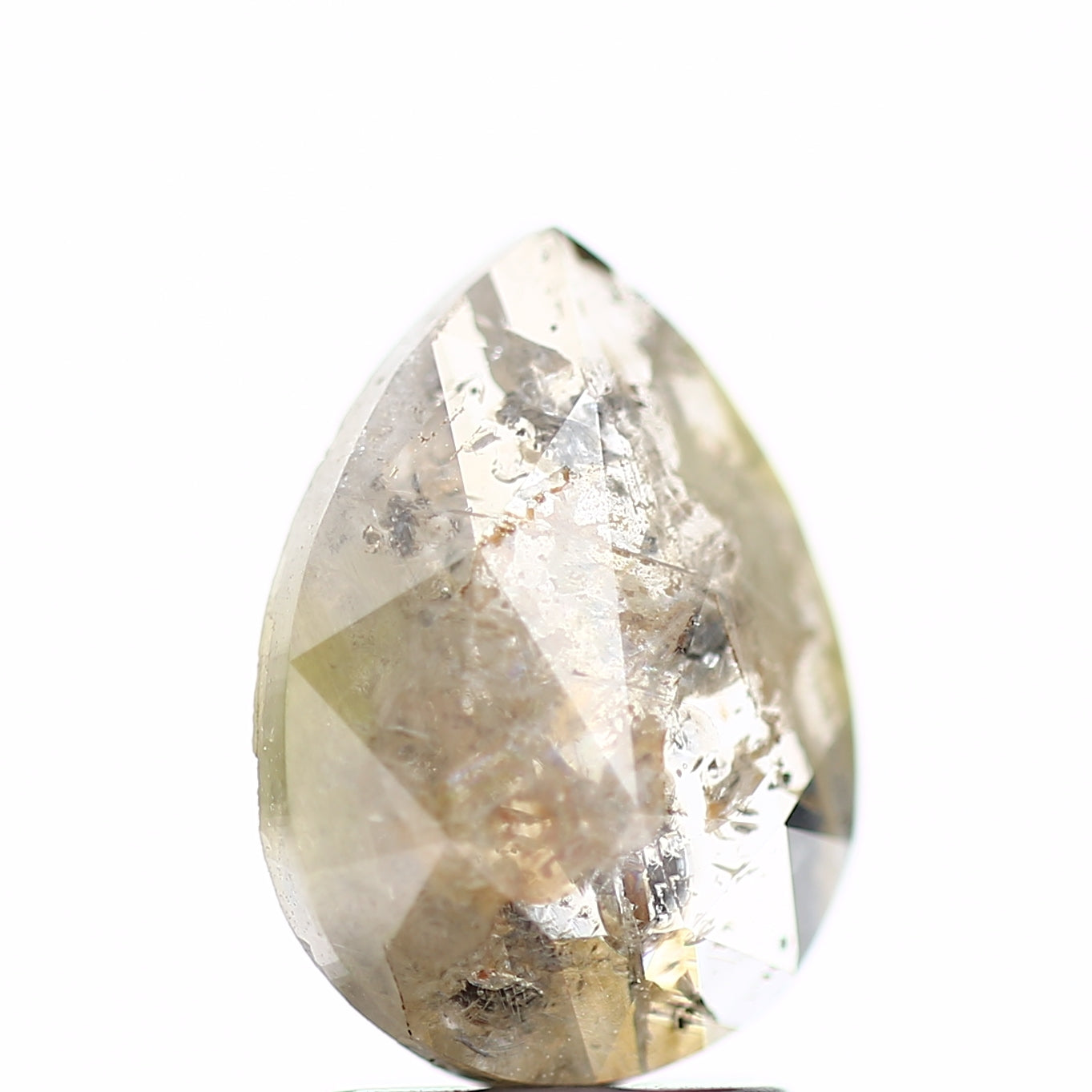 1.74 Carat Natural Gray Salt and Pepper Pear Diamond