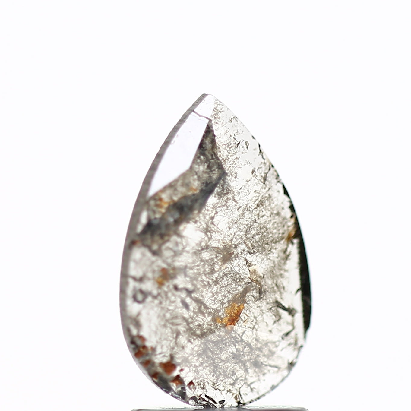 0.74 Carat Natural Pear Slice Gray Salt and Pepper Diamond SDM908