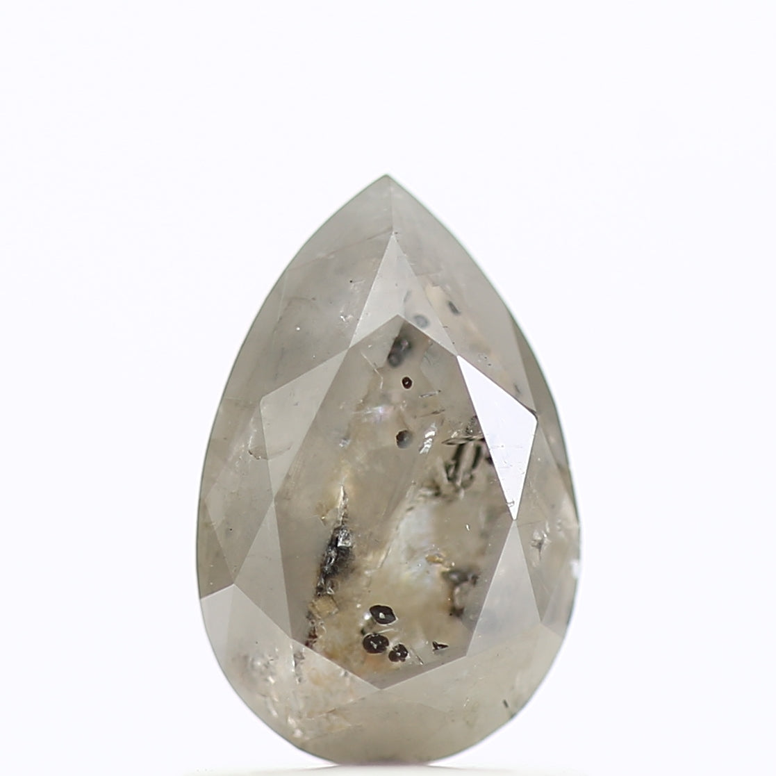 1 Carat Natural Pear Cut Gray Salt Pepper Diamond 8.18 MM