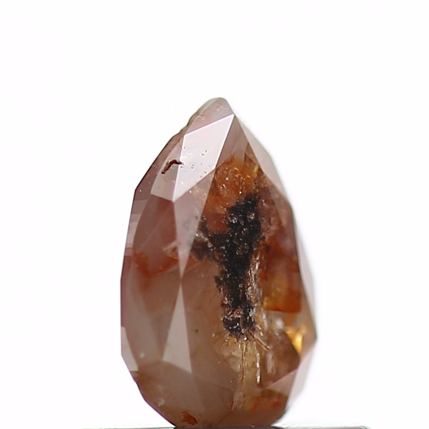 0.58 Carat Natural Orange Rustic Pear Diamond 6.25 MM