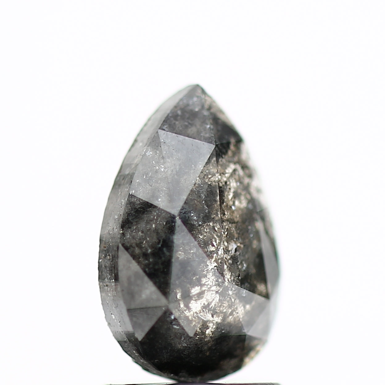 1.38 Carat Fancy Gray Rose Pear Salt and Pepper Diamond