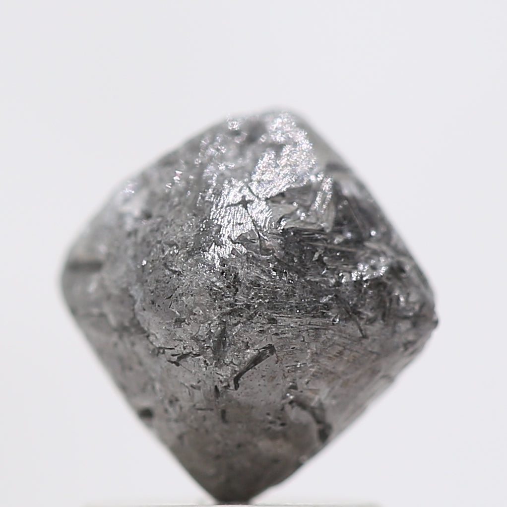 2.22 Carat Fancy Gray Octahedron Natural Raw Rough Diamond 7.40 MM - Blackdiamond