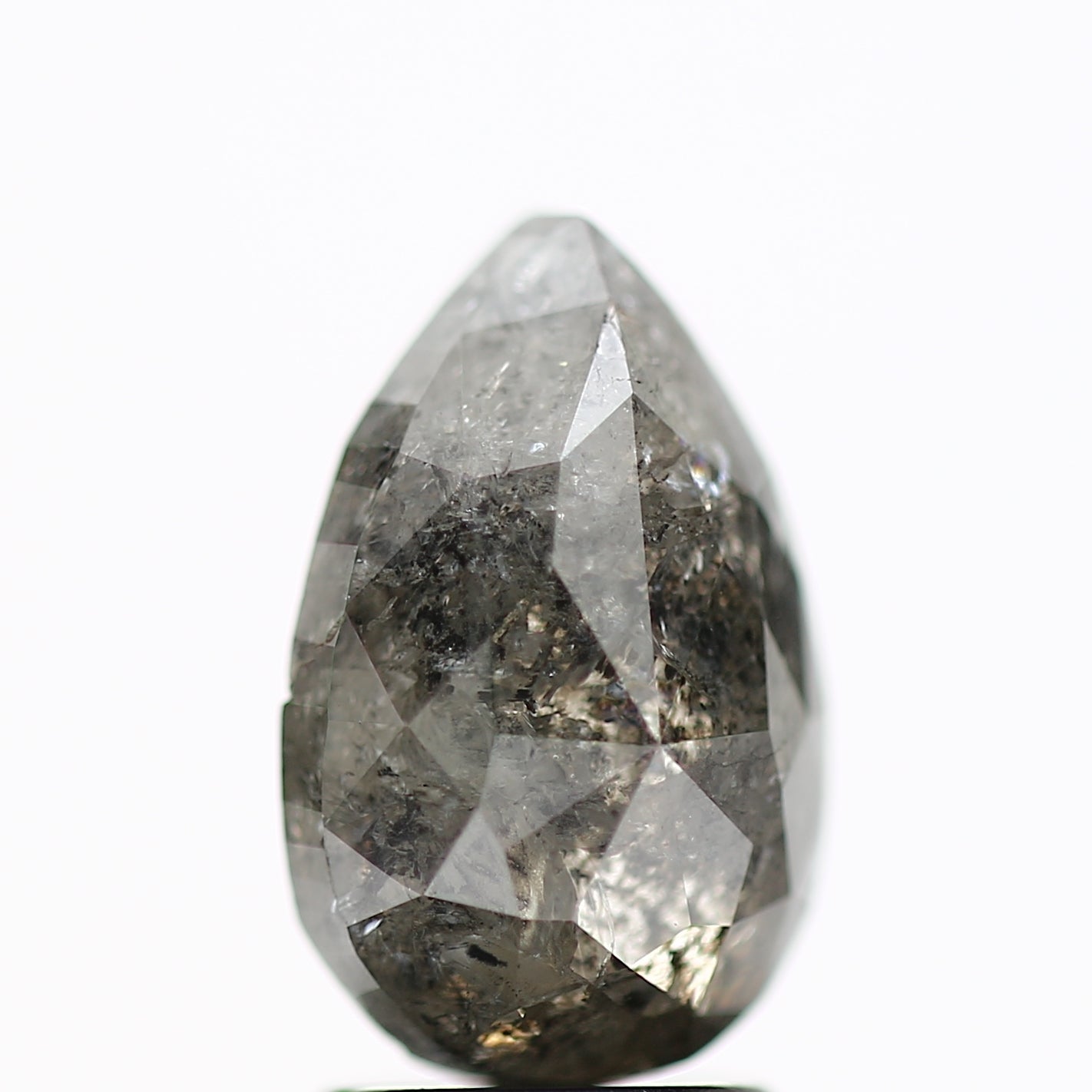 2.90 Carat Natural Gray Pear Salt and Pepper Diamond