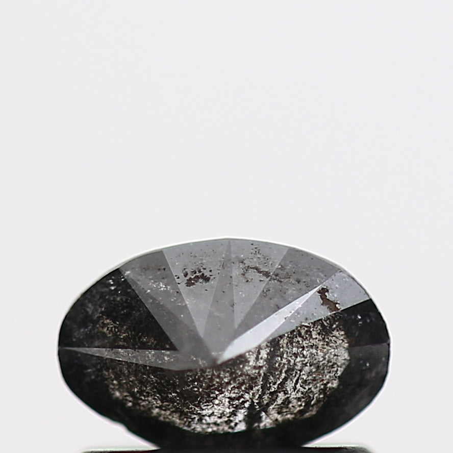 1.02 Carat Fancy Black Oval Salt and Pepper Diamond 6.3 MM