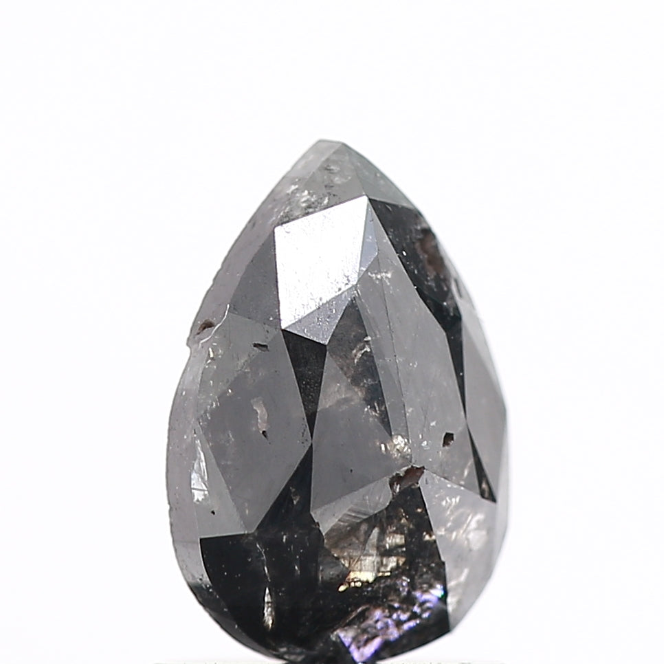 0.92 Carat Natural Pear Rose Cut Black Salt and Pepper Diamond SDM165