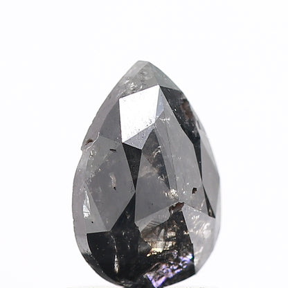 0.92 Carat Natural Pear Rose Cut Black Salt and Pepper Diamond SDM165