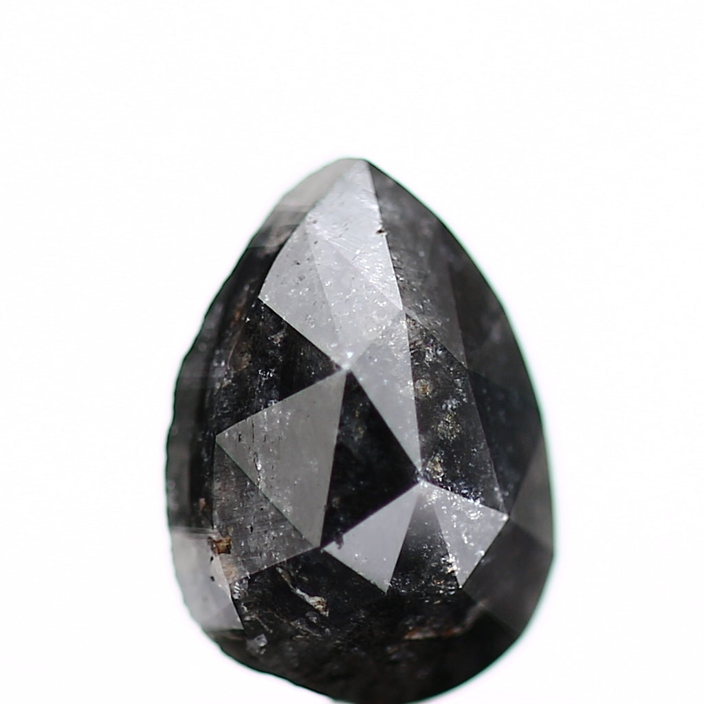 1.22 Carat Natural Pear Rose Cut Black Salt and Pepper Diamond SDM163