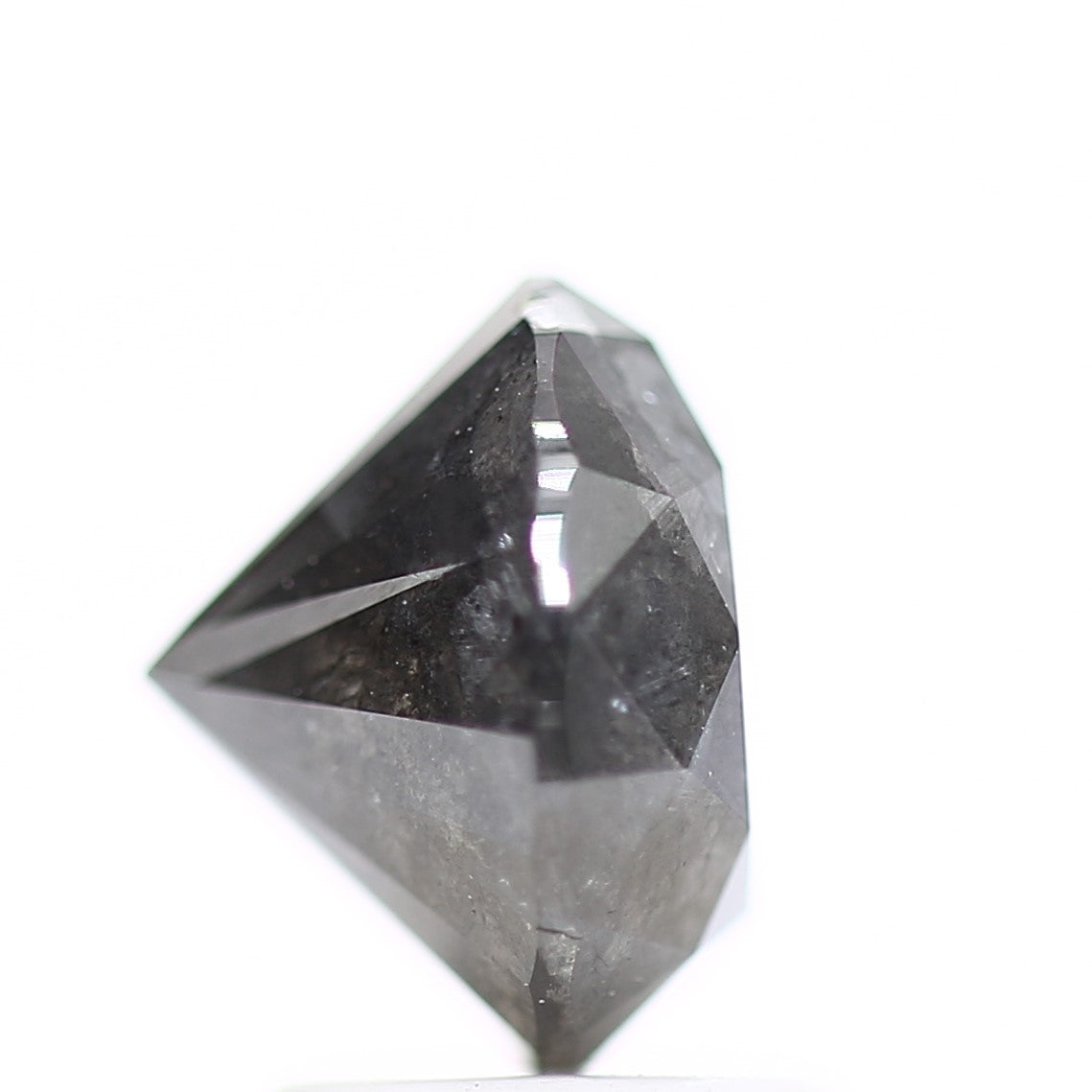 2.52 Carat 8 MM Round Cut Fancy Gray Salt and Pepper Natural Diamond - Blackdiamond