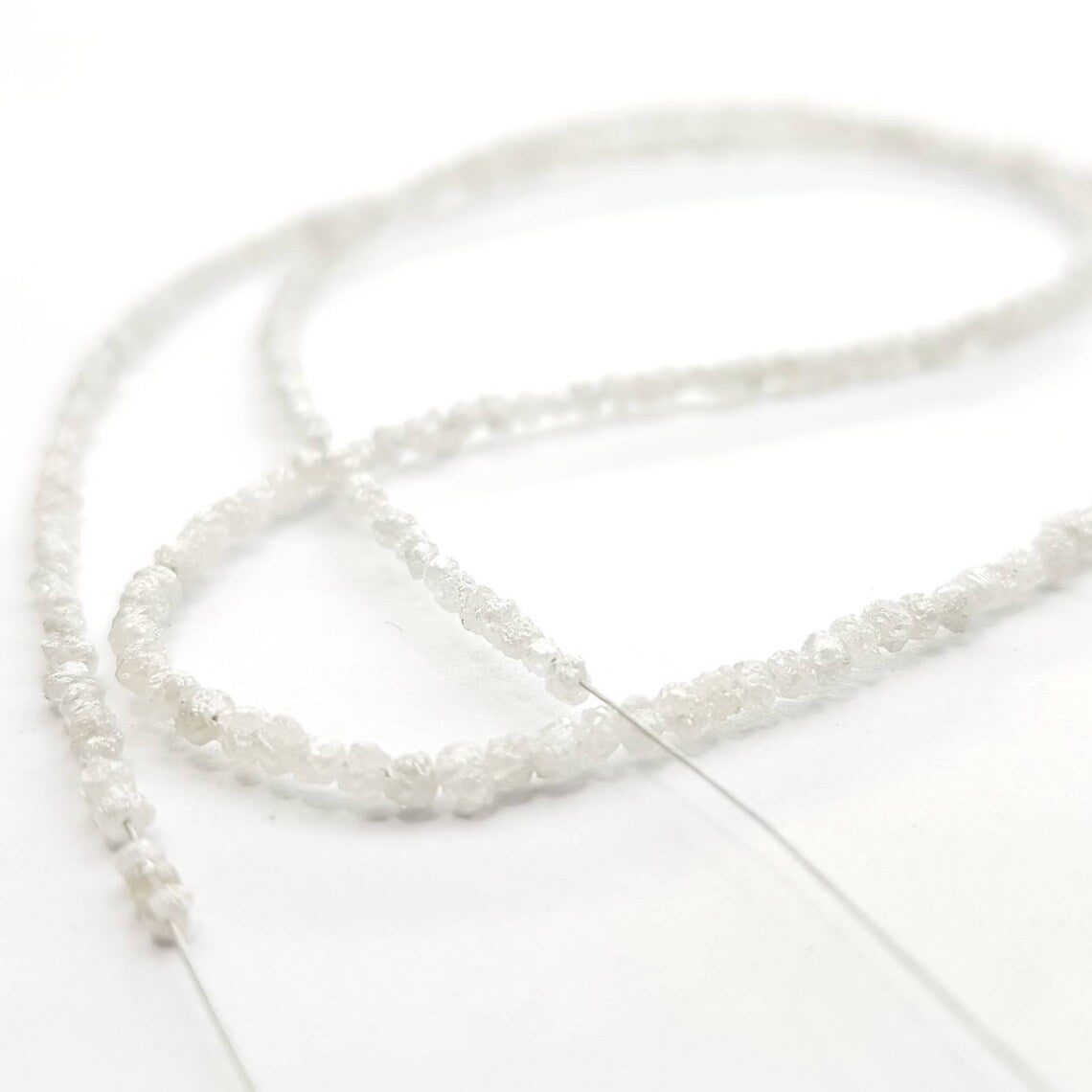 white uncut rough diamond beads