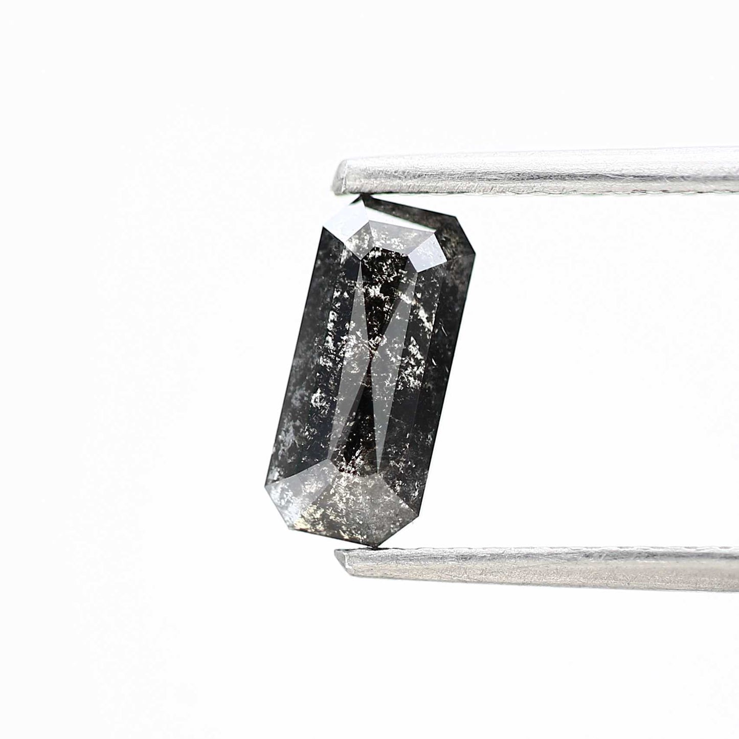 0.75 Carat 8.26 MM Natural Emerald Cut Black Salt and Pepper Diamond - Blackdiamond