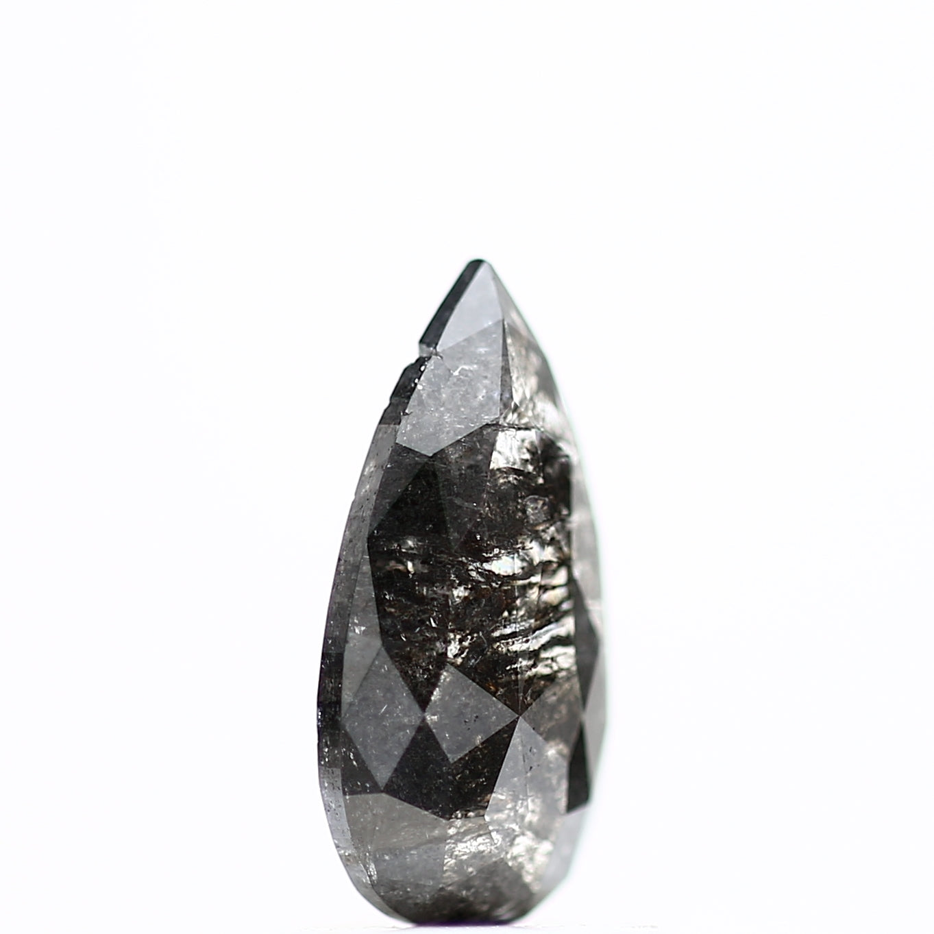 0.74 Carat Natural Gray Diamond Salt and Pepper Pear Diamond 9.20 MM