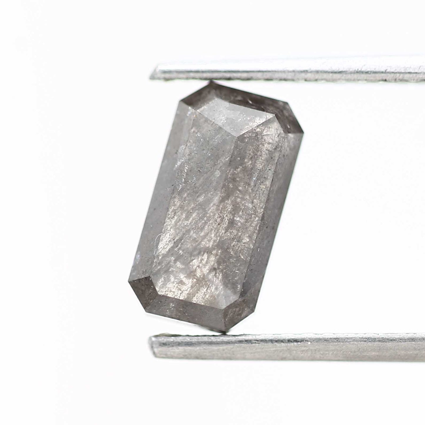 1.83 Carat 9.48 MM Natural Gray Emerald Cut Salt and Pepper Diamond - Blackdiamond