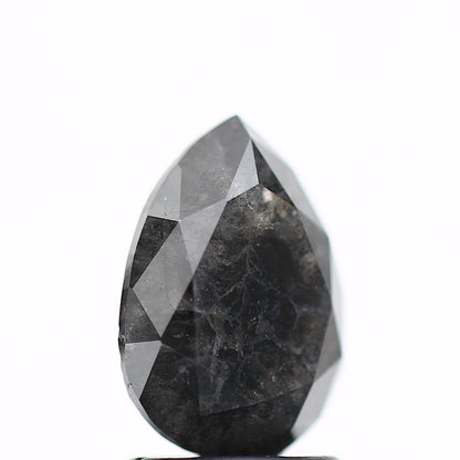 1.81 Carat Fancy Gray Black Salt and Pepper Pear Diamond 9.12 MM