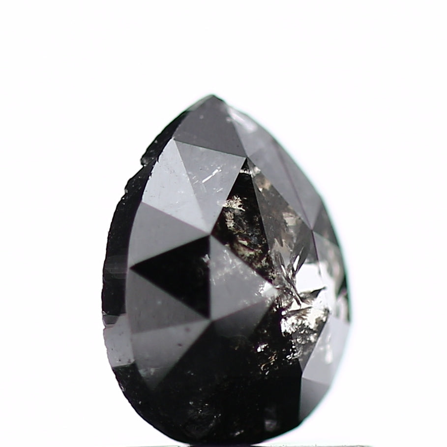 0.66 Carat Loose Salt And Pepper Black Diamond Pear Shape