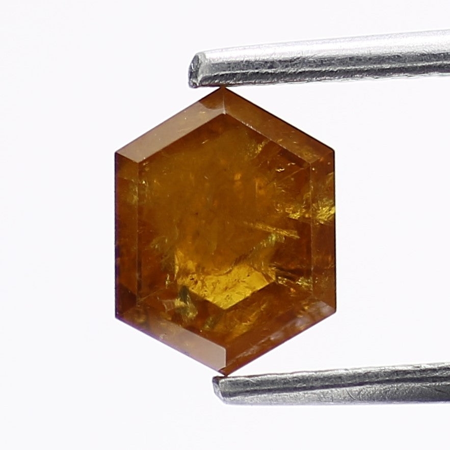 1.21 Carat Natural Orange Yellow Hexagon Salt and Pepper Diamond 6.9 MM