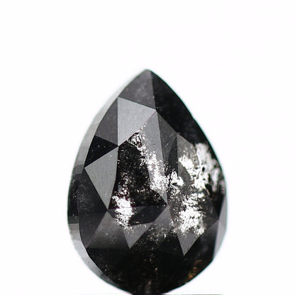 1.21 Carat Rose Cut Pear Natural Loose Black Diamond 8.2 MM