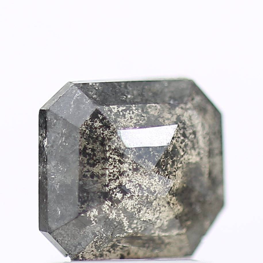 0.93 Carat 6.58 MM Natural Gray Emerald Salt and Pepper Loose Diamond - Blackdiamond