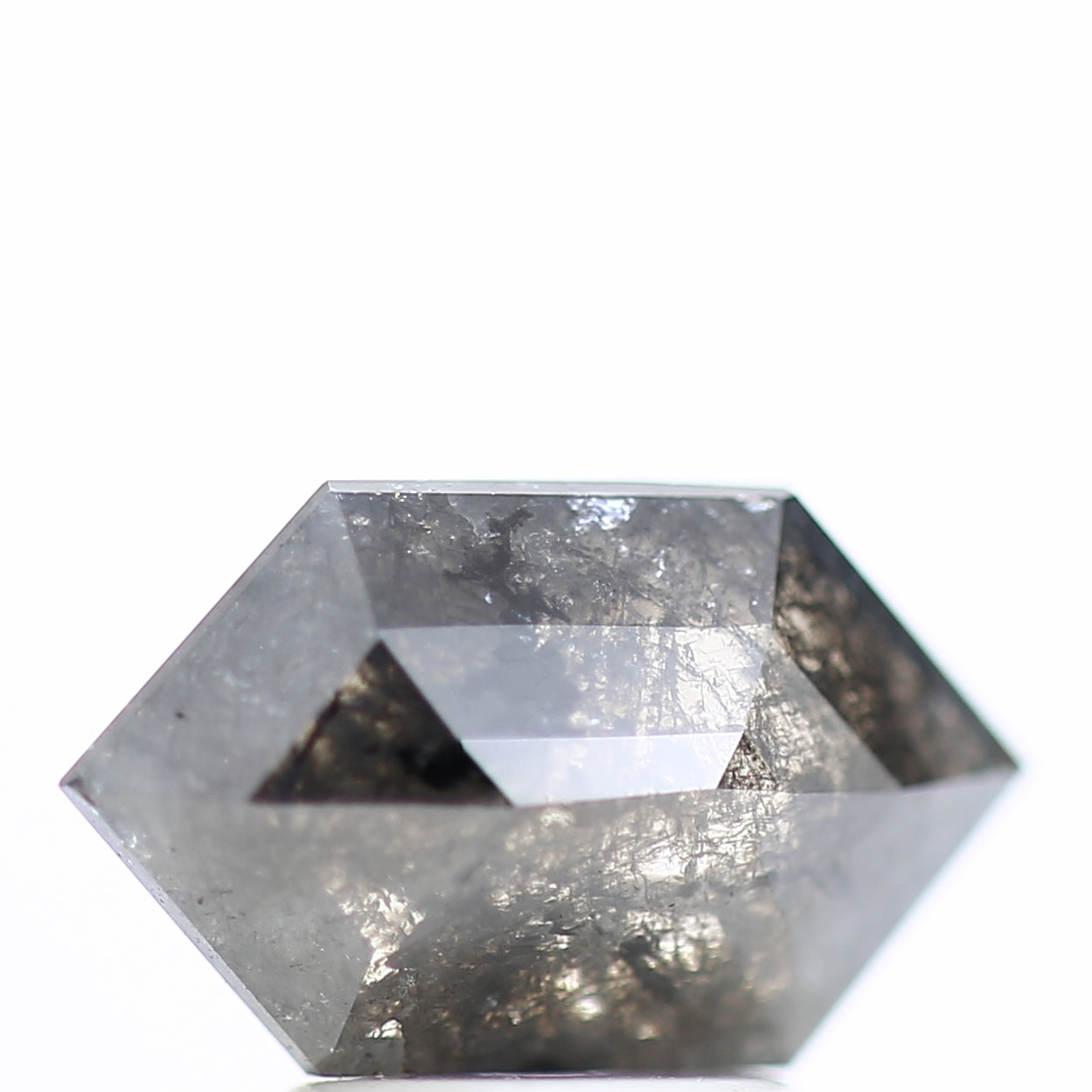 1.58 Carat Natural Hexagon Gray Salt Pepper Diamond 11.19 MM