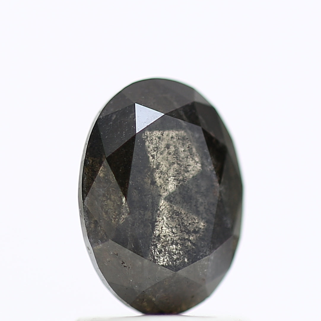 1.11 Carat Black Oval Rose Cut Diamond Salt & Pepper Diamond 7.71 MM