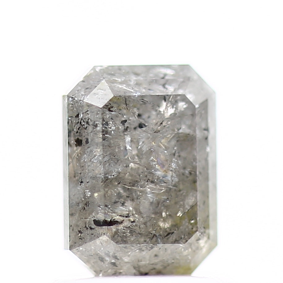 1.30 Carat 6.5 MM Natural Gray Emerald Salt and Pepper Loose Diamond - Blackdiamond