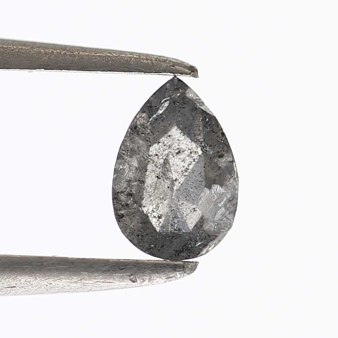 0.34 Carat Pear Rose Cut Gray Salt and Pepper Diamond SDM8686