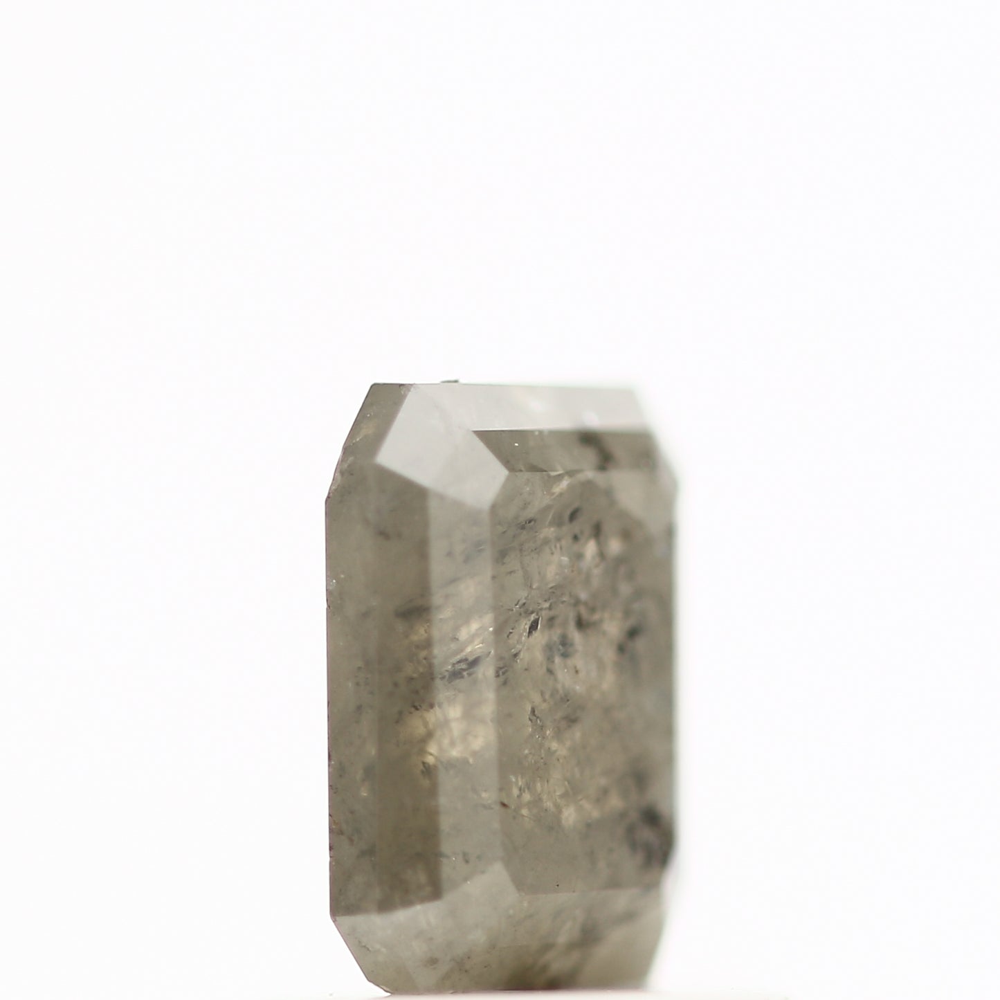 0.84 Carat 6.16 MM Natural Emerald Cut Rustic Gray Loose Diamond - Blackdiamond