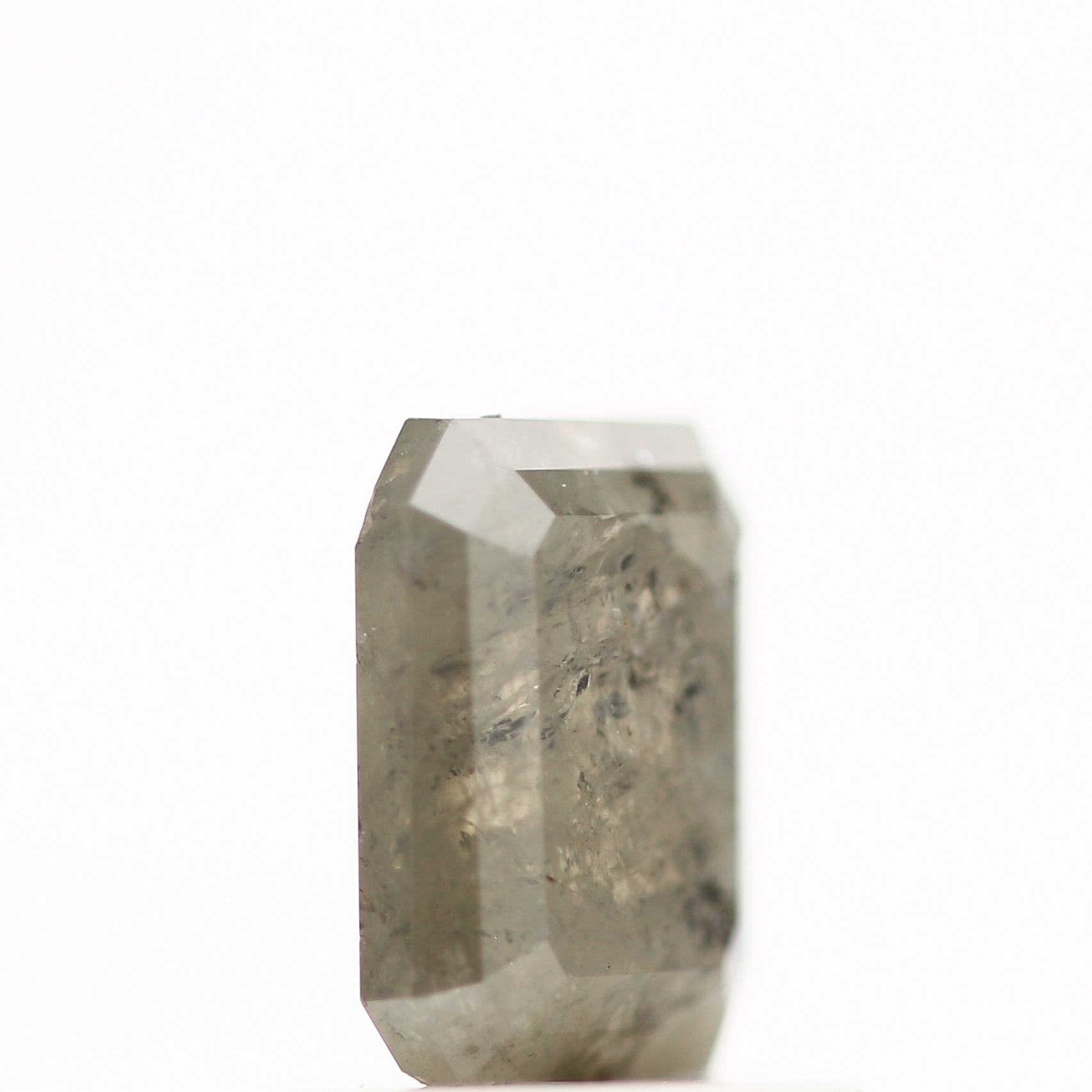 0.84 Carat 6.16 MM Natural Emerald Cut Rustic Gray Loose Diamond - Blackdiamond