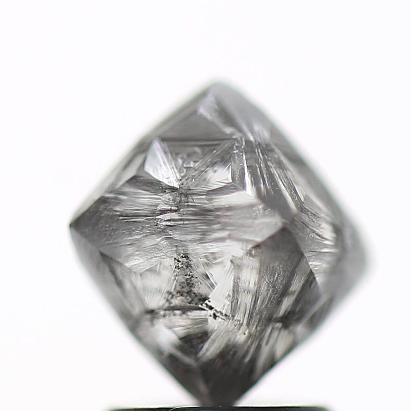 2.50 Carat Rough Diamond Natural Fancy Gray Octahedron 8.3 MM