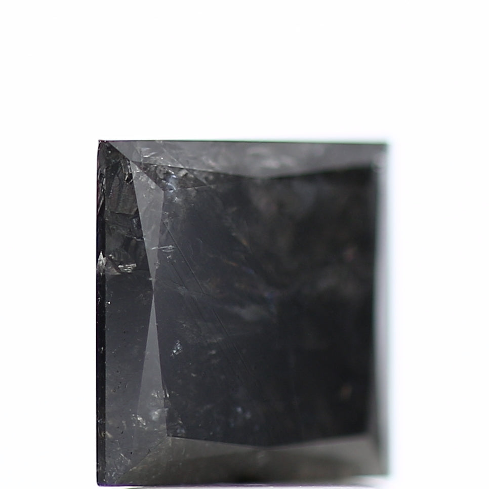 1.5 Ct Black Diamond Natural Princess Cut Loose Stone 6.47 MM
