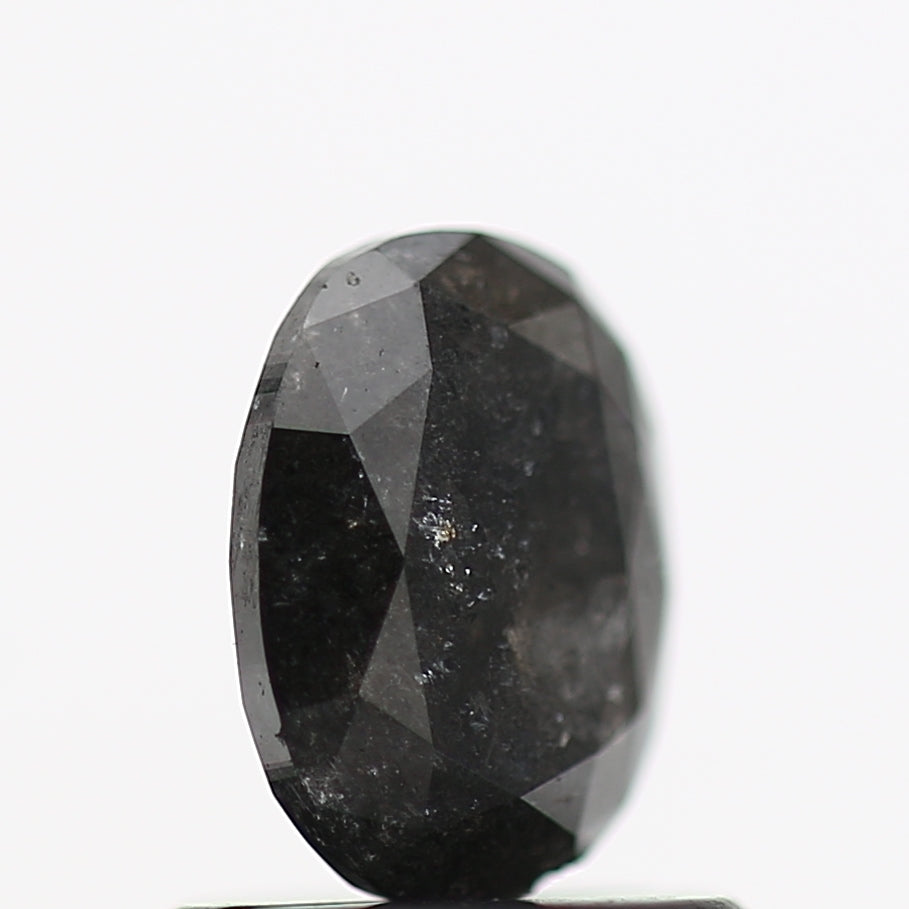 0.85 Carat Fancy Black Oval Diamond For Minimalist Ring 6.58 MM