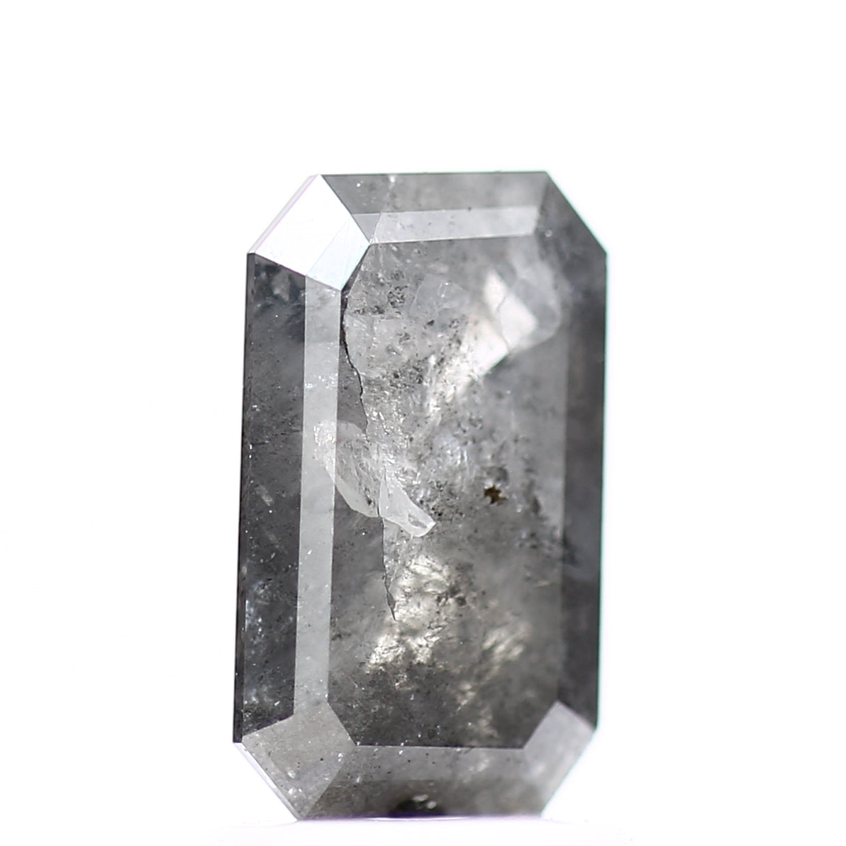 1.39 Carat 8.8 MM Natural Gray Emerald Salt and Pepper Diamond - Blackdiamond