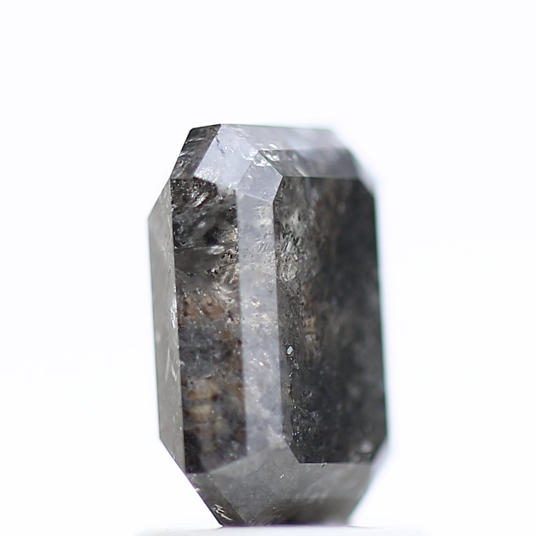 1.75 Carat Natural Galaxy Emerald Cut Salt and Pepper Diamond 7.70 MM