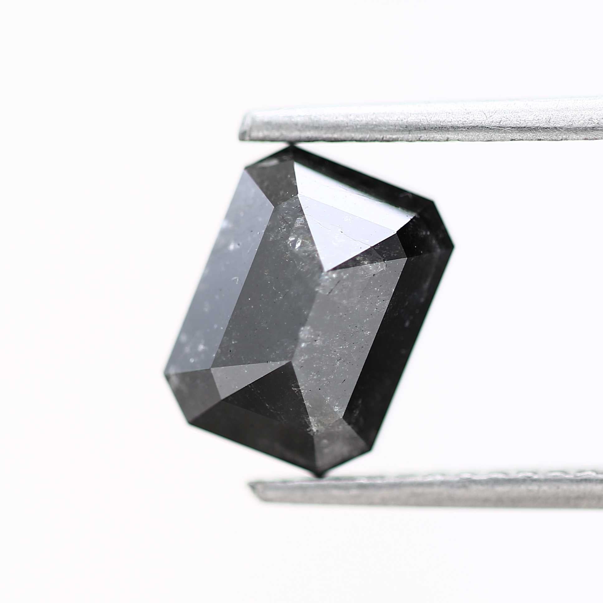 1.84 Carat 8.06 MM Natural Black Emerald Cut Salt and Pepper Diamond - Blackdiamond