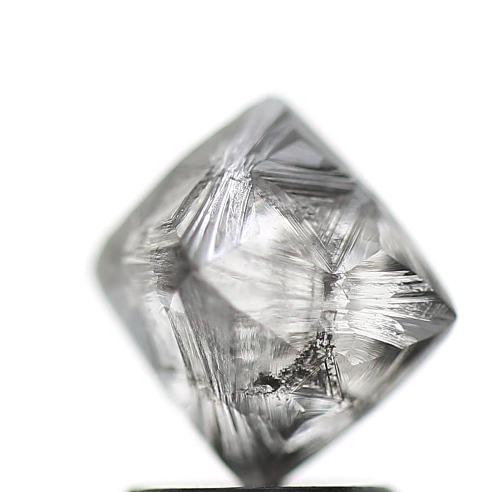 2.50 Carat Rough Diamond Natural Fancy Gray Octahedron 8.3 MM