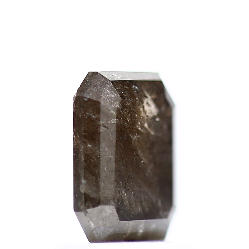 1.10 Carat 6.74 MM Natural Gray Rustic Emerald Shape Loose Diamond - Blackdiamond