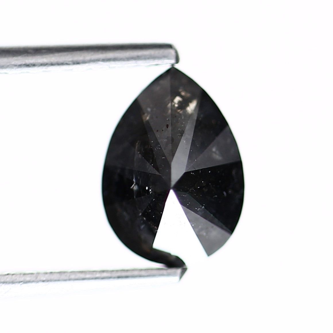 1.10 Carat Fancy Black Brilliant Cut Pear Salt and Pepper Diamond