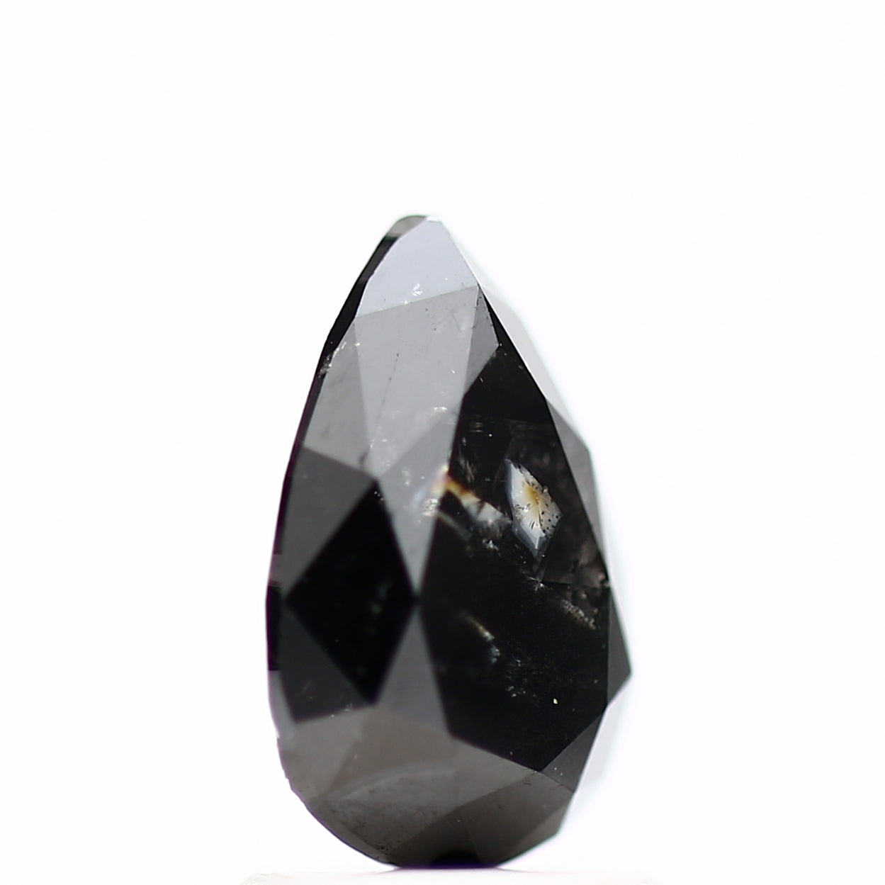 1.72 Carat Natural Fancy Black Pear Shape Salt and Pepper Diamond