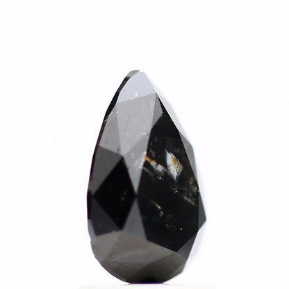 1.72 Carat Natural Fancy Black Pear Shape Salt and Pepper Diamond