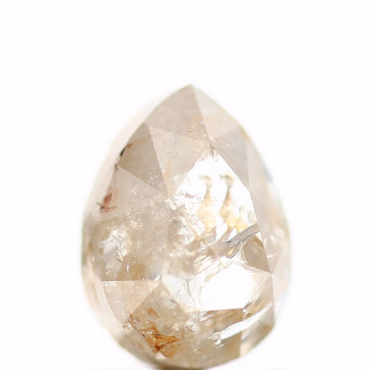 1.41 Carat Rose Cut Orange Rustic Pear Natural Diamond 7.48 MM