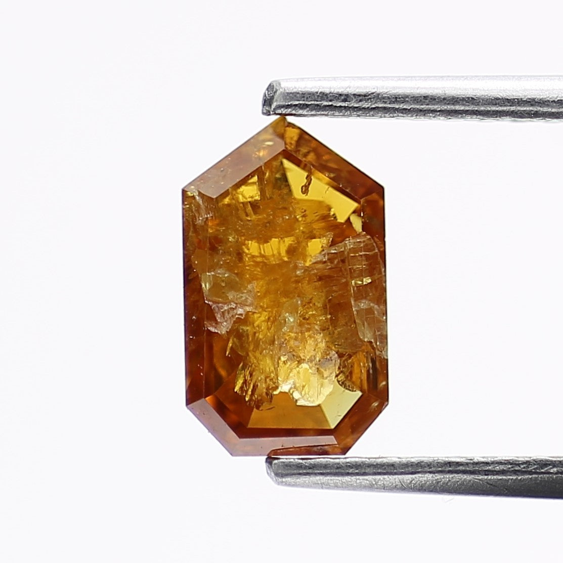 1.17 Carat Elongated Shield Salt and Pepper Diamond Yellow 8.12 MM