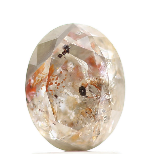 1.97 Carat Orange Gray Oval Salt and Pepper Diamond For Custom Ring 8.15 MM