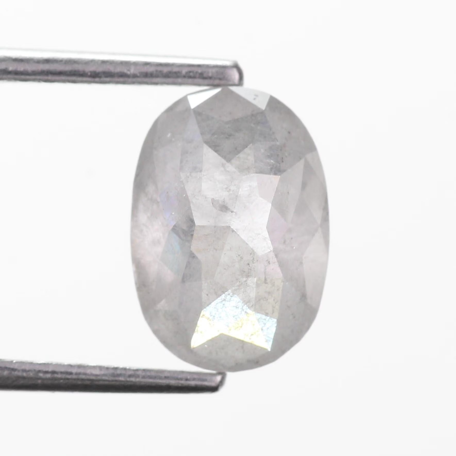 2 Carat Natural Milky Salt Pepper Diamond Oval Rosecut For Custom Ring Design