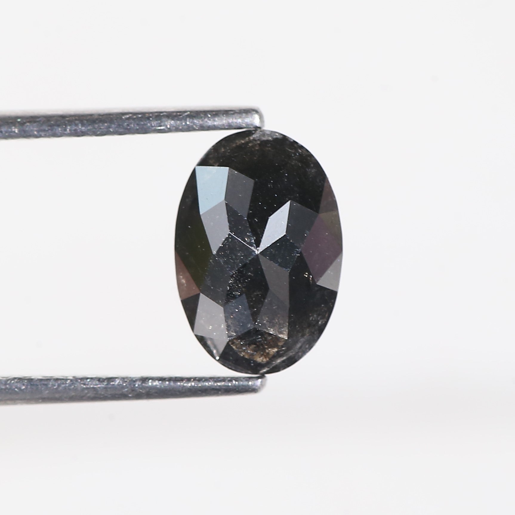 2 Carat Natural Oval Rose Cut Black Loose Diamond 9.2 MM
