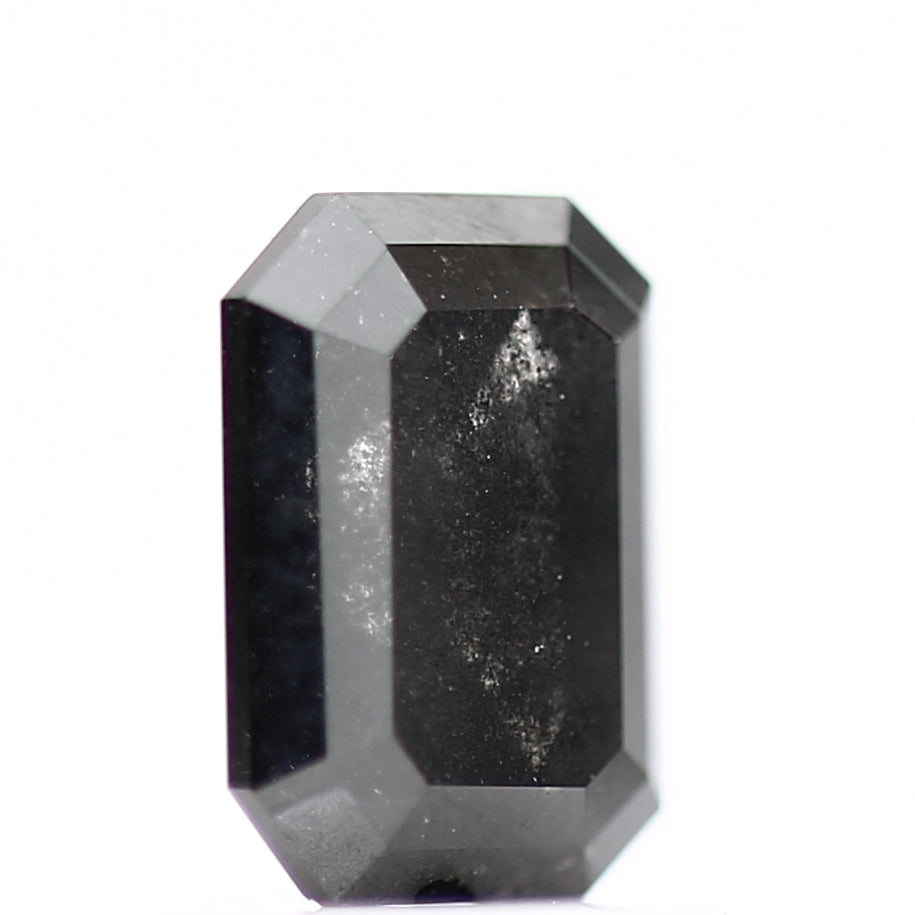 0.95 Carat 6.8 MM Natural Fancy Black Emerald Salt and Pepper Diamond - Blackdiamond