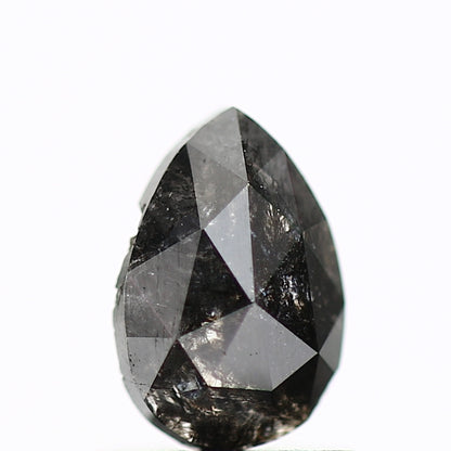 0.63 Carat Natural Pear Rose Cut Black Salt and Pepper Diamond SDM153