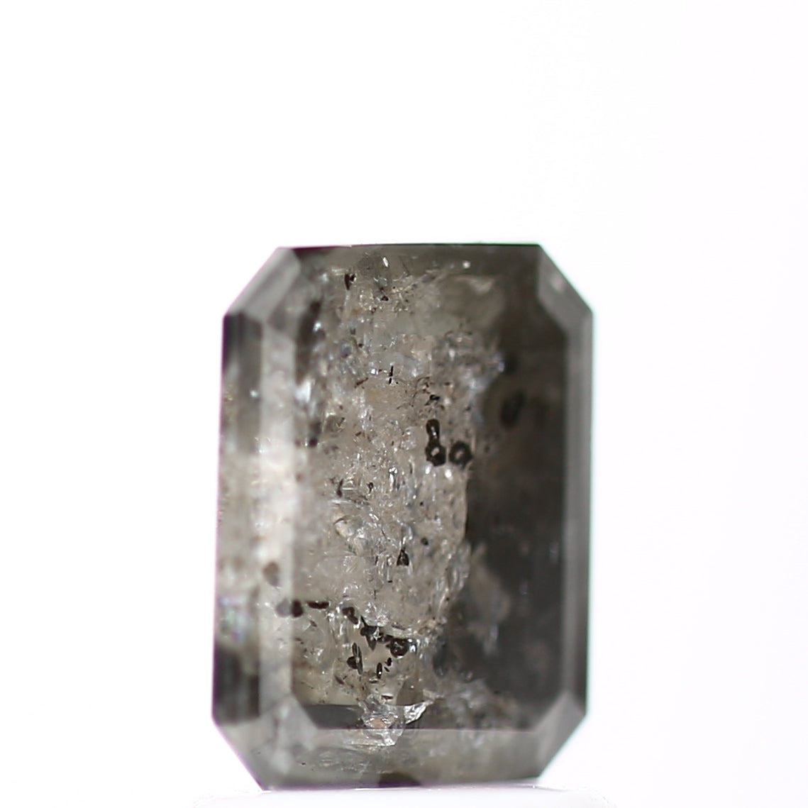 1.26 Carat 7.38 MM Emerald Cut Gray Natural Loose Rustic Diamond - Blackdiamond