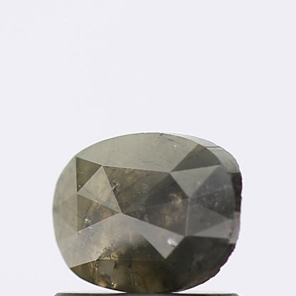 0.62 Carat Natural Gray Oval Loose Rose Cut Diamond 6.7 MM