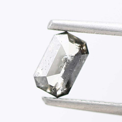 0.41 Carat 5.20 MM Fancy Gray Emerald Cut Salt and Pepper Diamond - Blackdiamond